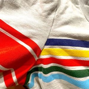 Anthropologie Short sleeve sweatshirt, stripe sleeve,